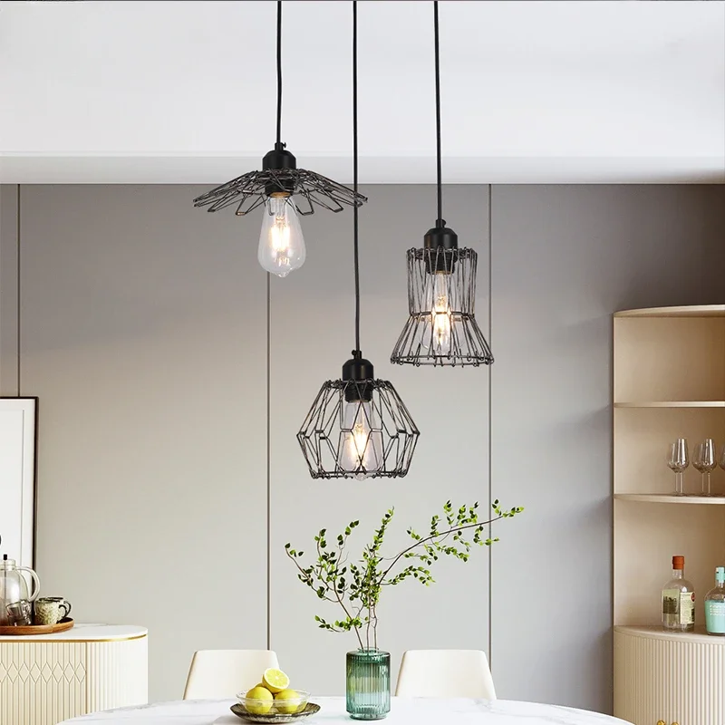

Retro Iron Indoor E27 Ceiling Chandelier Lamps Deformable Lampshade Living Dining Room Pendant Lights Home Decoration Fixtures