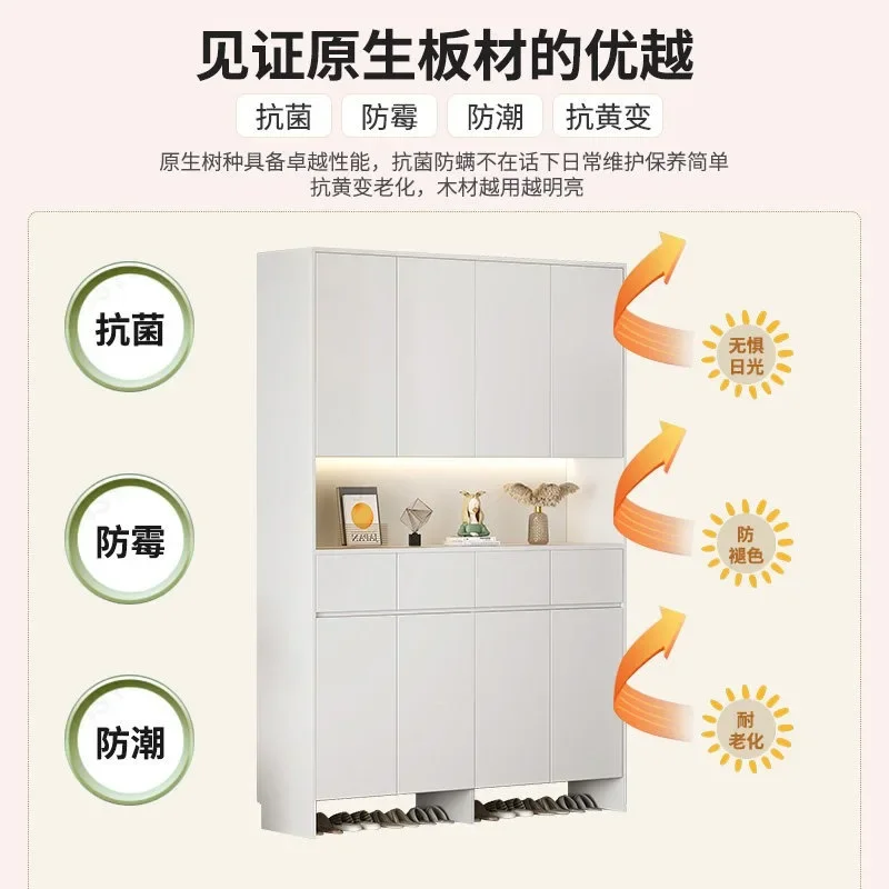 Solid wood shoe cabinet door household with pumping foyer storage cabinet integrated against the wall high  can b