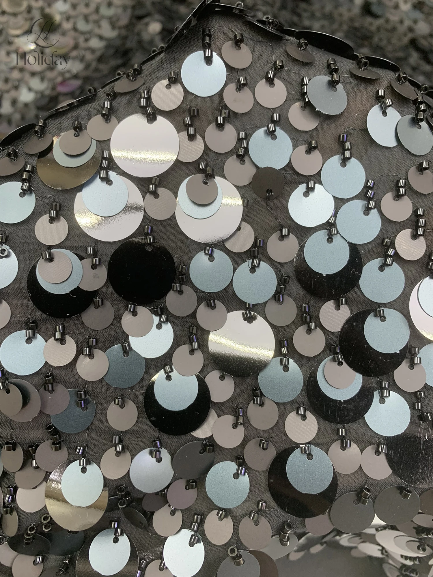 Tessuto di paillettes con perline di lusso, tessuto di fascia alta per abiti da sposa, moda couture, materiale per costumi fai da te