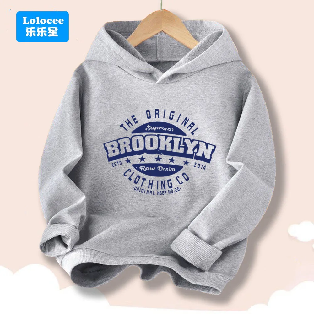 Brooklyn bedruckte Hoodies für Jungen, die ganze Saison über, tägliche Sport-Kapuzenpullover, Teenager, Outdoor-Komfort, modischer Pullover ZMBL1