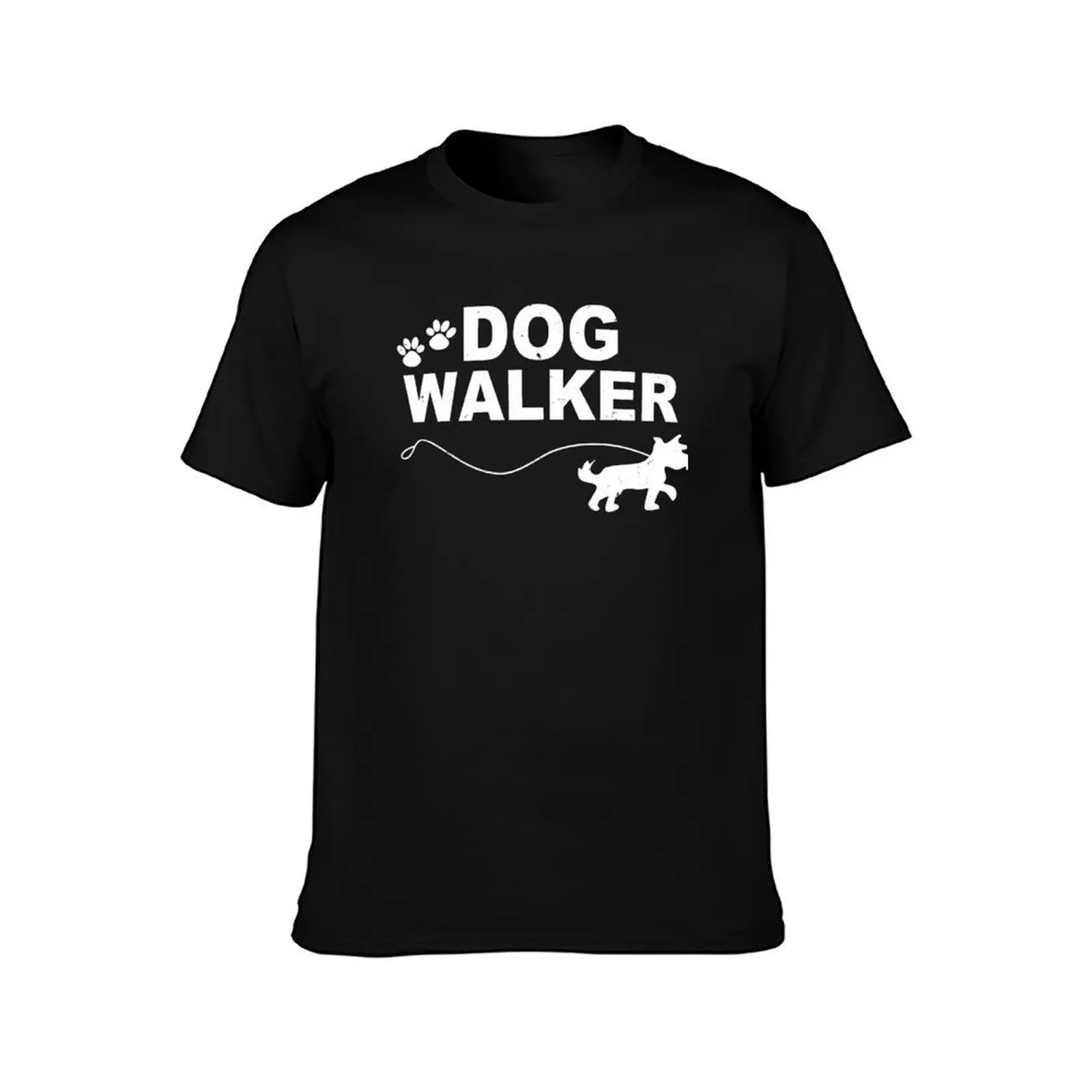 Dog Walker T-Shirt, Summer Casual Cotton Tee, Oversized Streetwear Tops, Vintage Graphic Print, Loose Fit Short Sleeve
