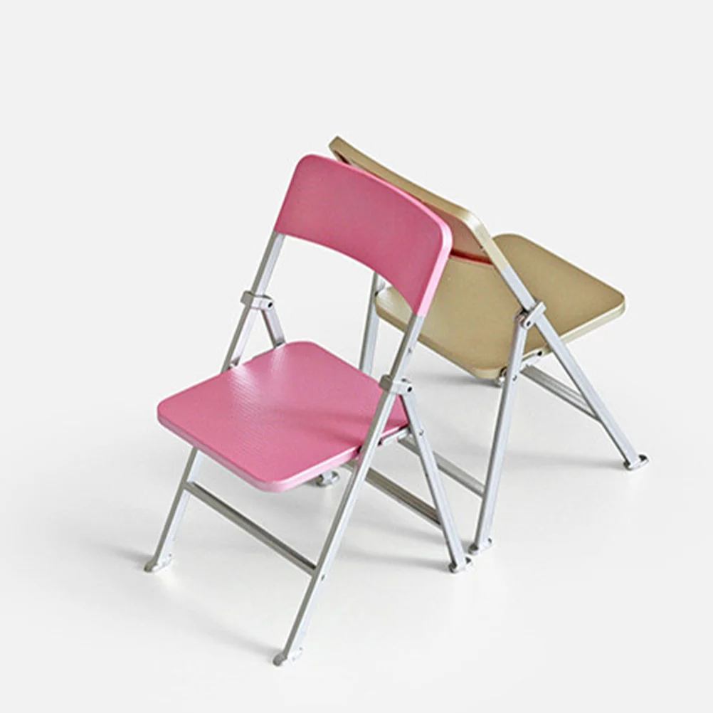 Miniature Folding Chair PVC Tiny Furniture Realistic Dollhouse Toy Smooth Compact Size Easy Storage Home Decor Mini