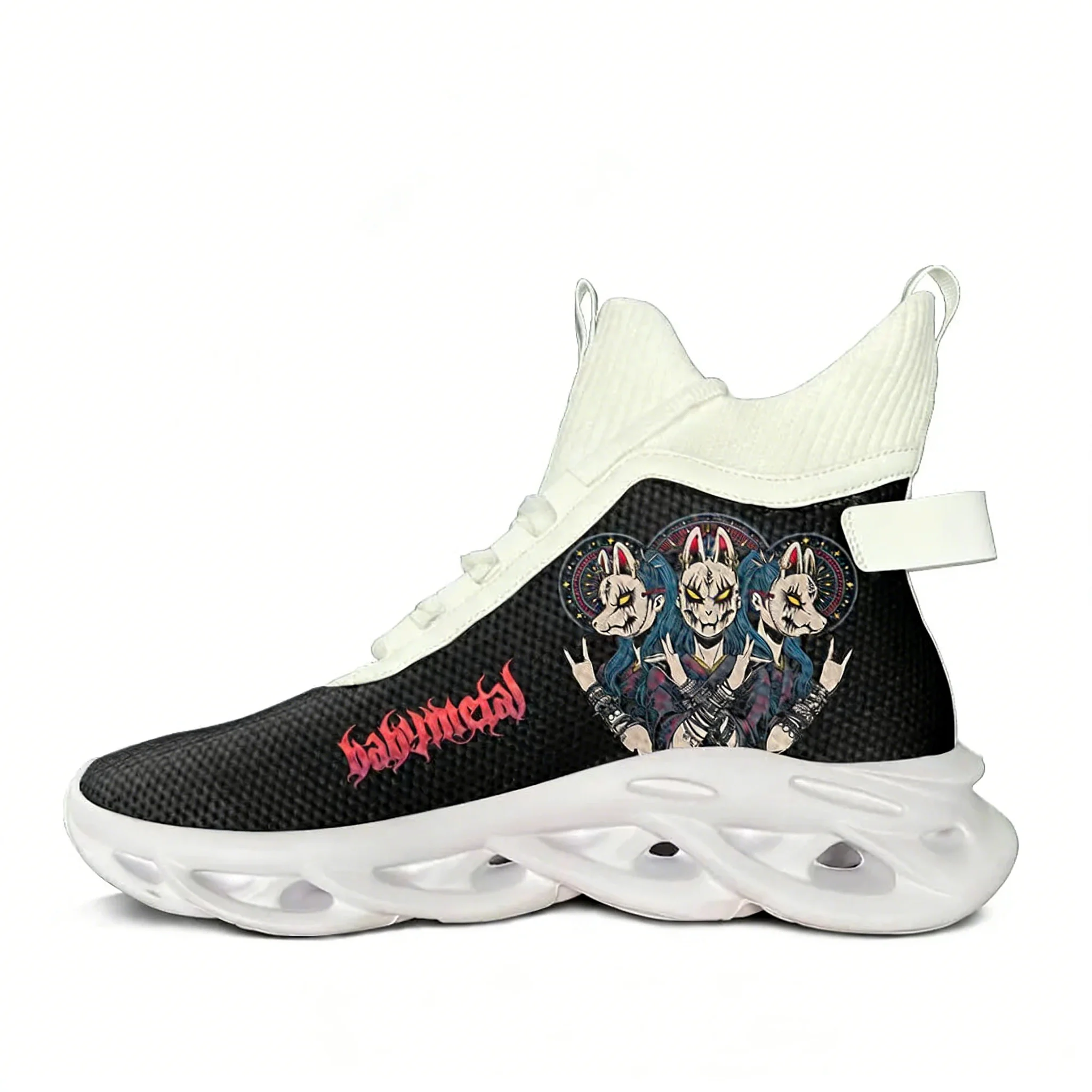 

Кроссовки Babymetal Japan Band High Top для мужчин и женщин, в стиле хип-хоп и рок, сетчатые, с мягкой эластичной подошвой, белые
