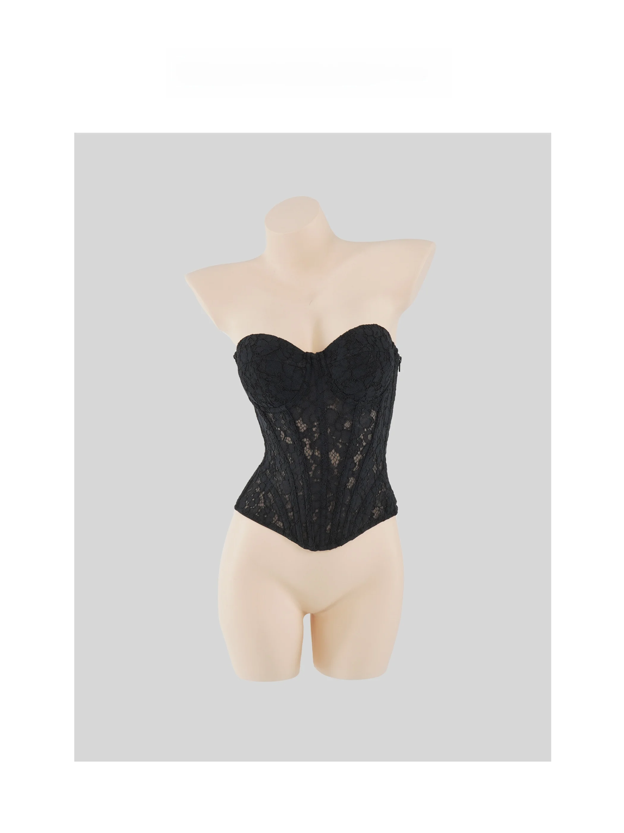 Spicy Girl Fixed Chest Pad Bone Line No Stretch Lace Tie Zipper Waist Shaper Bra 71186 Honey Home Women's Fashion Underwear