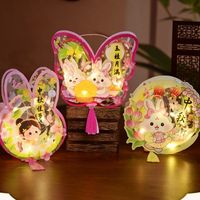 DIY Material Bag Cute Chinese Rabbit Lantern Traditional Blessing LED Lantern Toys Handmade Portable Antique Lantern New Year
