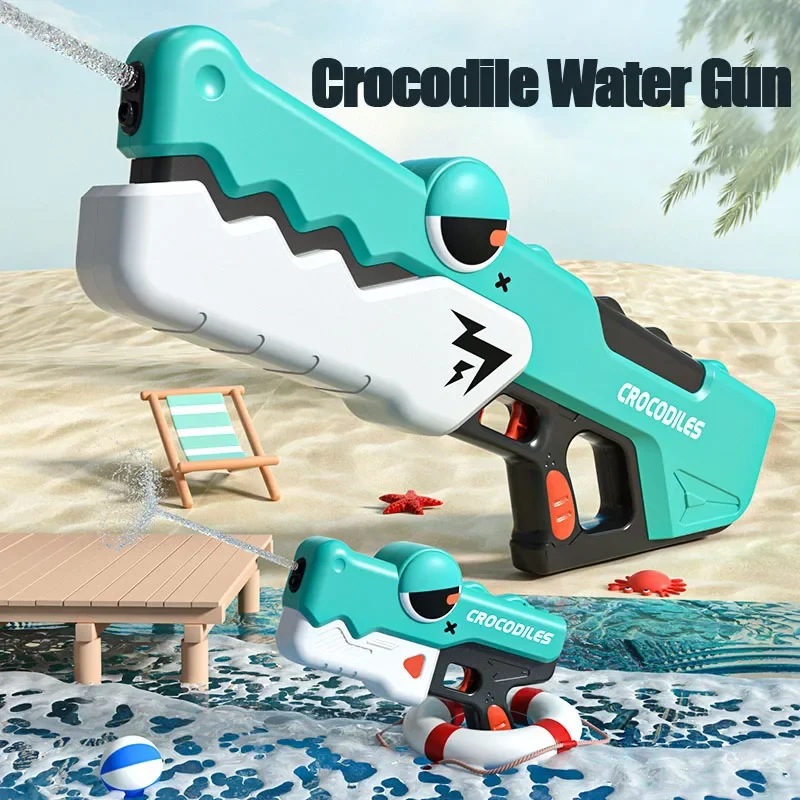 Full Automatic Water Gun Electric Pistol Large Capacity Continuous Shooting Toy Crocodile Beach Toys for Children Christmas Gift