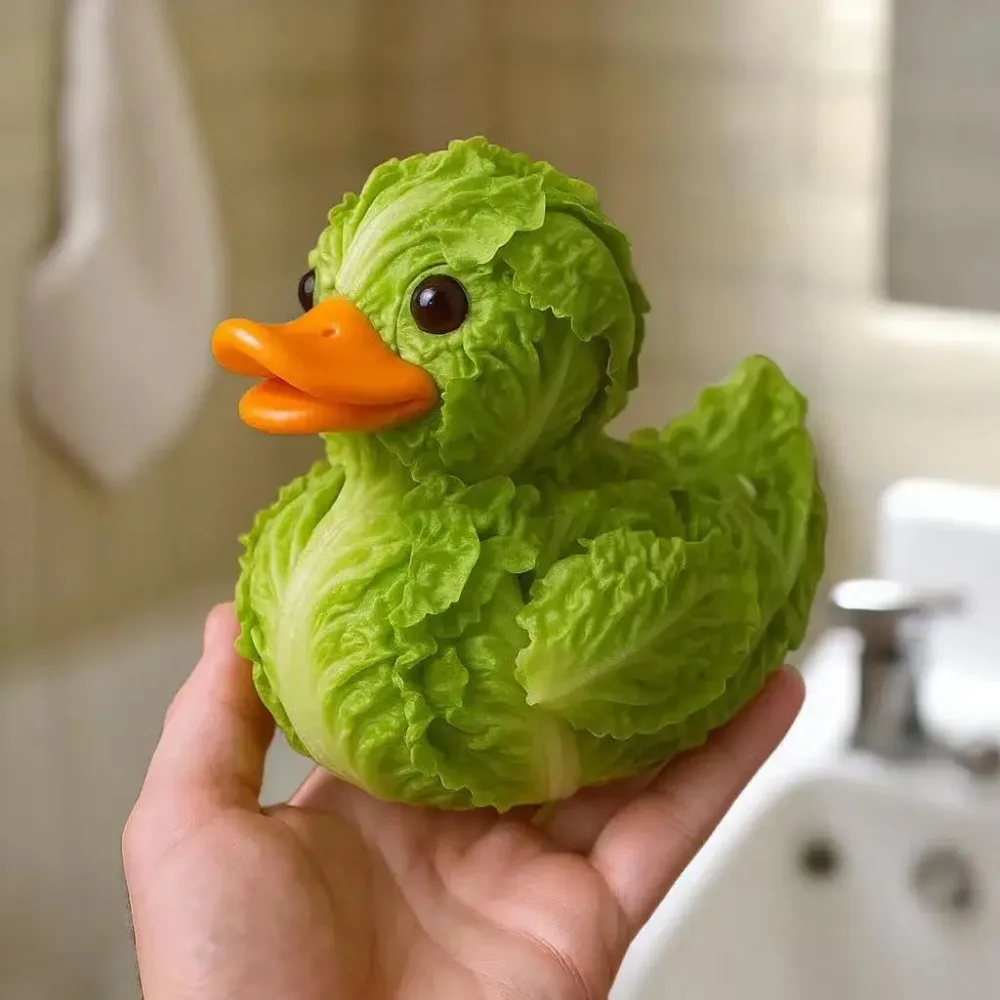 2 piezas de Adorables y Creativas Figuras de Resina de Patos con Forma de Vegetales, Figuritas de Patos de Col, Champiñón y Patata, Adorno Divertido para Regalo Festivo
