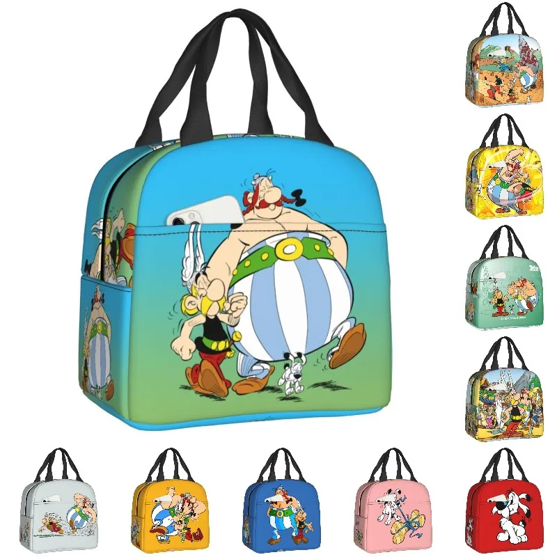 Fiambrera con aislamiento térmico para mujer y niño, bolsa de almuerzo con aislamiento térmico, Asterix y Obelix, Adventure Manga, Getafix, Dogmatix