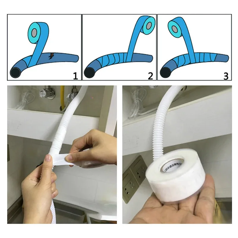 1/2/3pcs Self-adhesive Waterproof Tape Patch Bond Seal Repair Stop Leak Proof Adhesive Tape For Bathroom Kitchen Pipe Repair