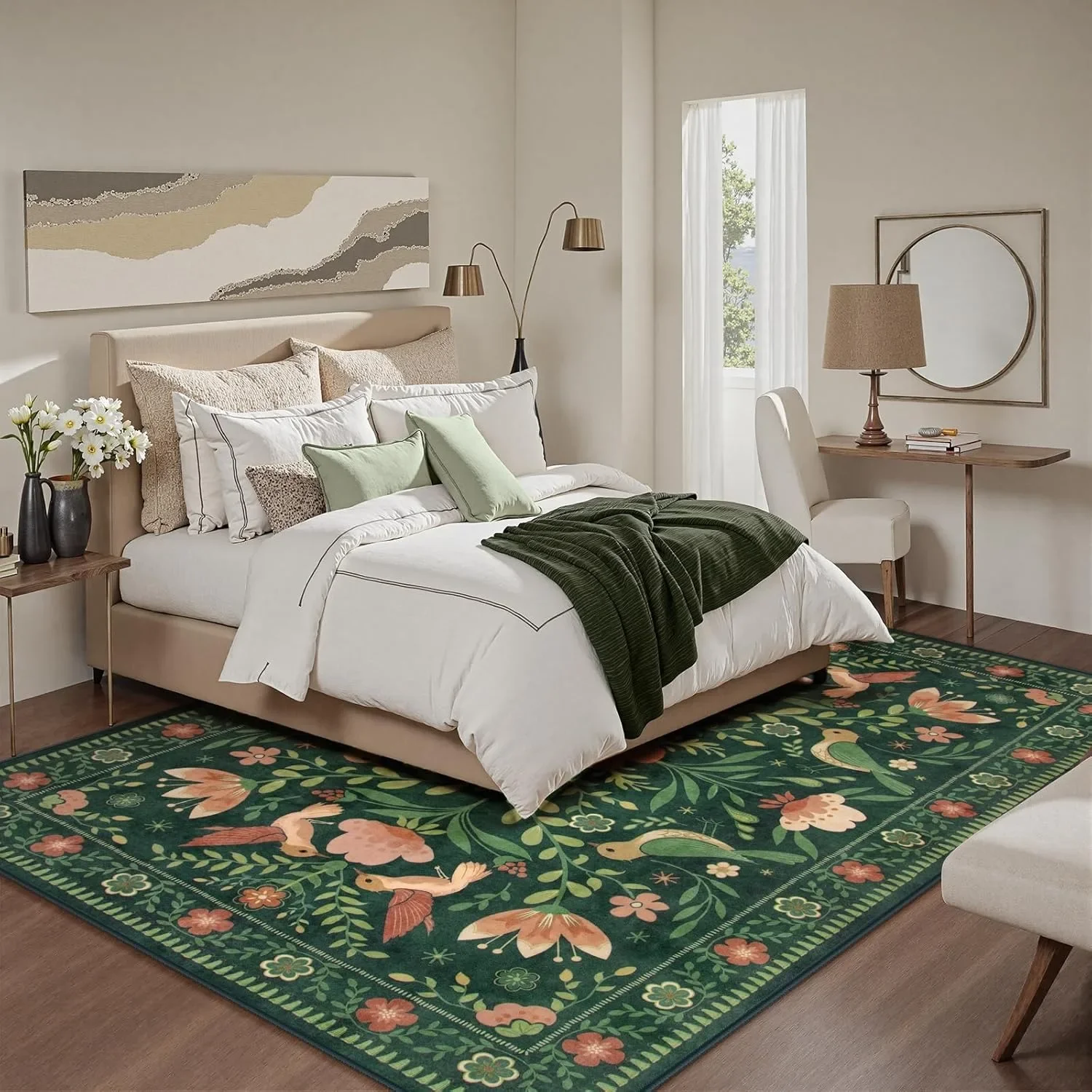 Szőnyeg számára Életszerű szoba Hálószoba Pokróc Ágy oldala Emelet Birkózószőnyeg Messzemenő méret Árad vmiből növényi virágos carpets Vitalitás haza decoratie Ágyelő 거실 카펫