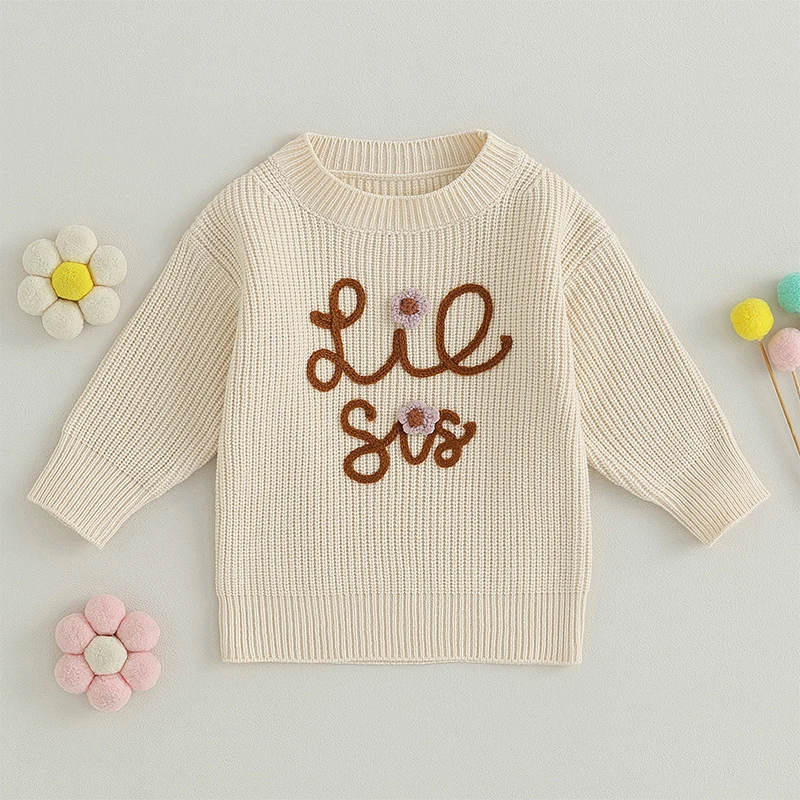 300-07-04 Liora itiin 0-5t Kleinkind Baby Mädchen Junge grob gestrickt Pullover Top große Schwester Bruder kleine Schwester passende Outfits