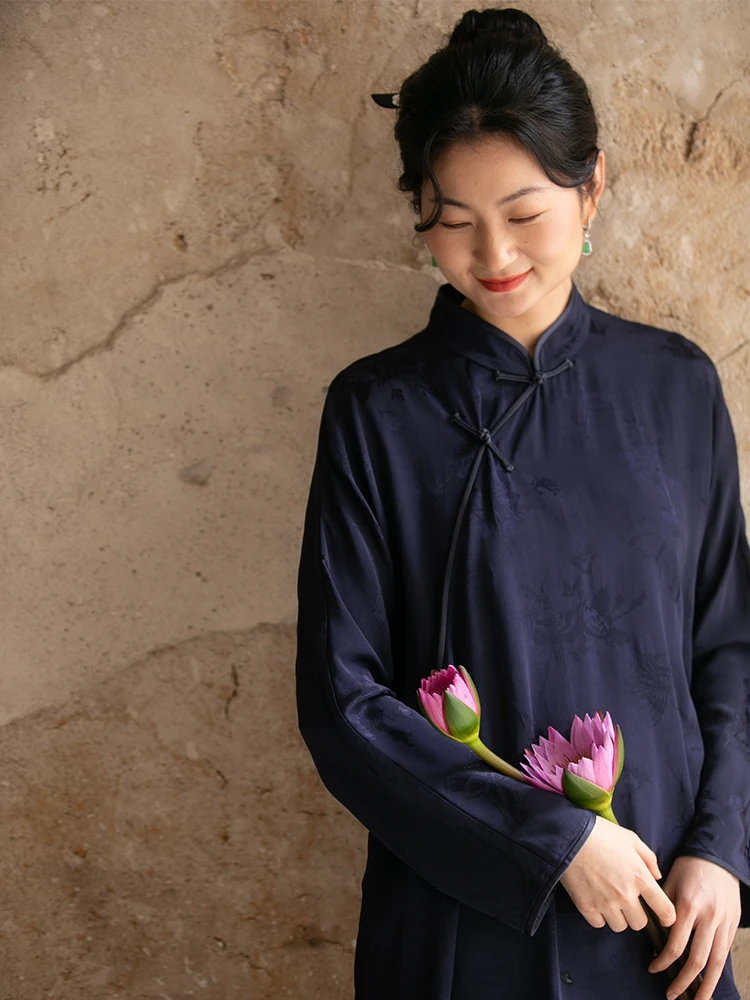 

Женская блузка из шелка и хлопка с вышивкой, весенняя модная ретро-модель с длинным рукавом, свободного кроя от Cloth Little