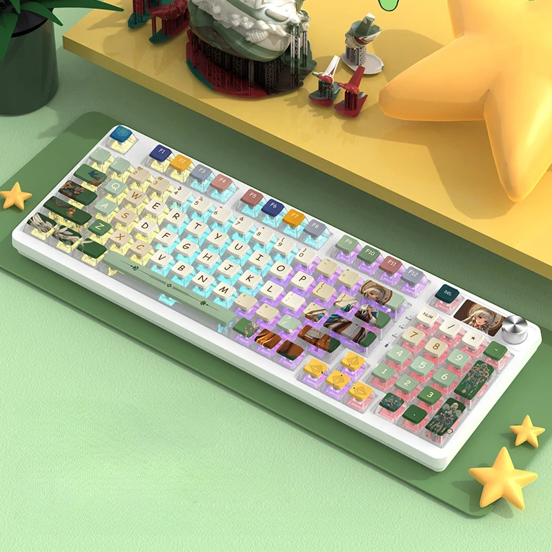 116 Keys Firefly Maiden Theme Side Translucent Keycap ASA Profile Sublimation PBT Green Customized Mechanical Keyboard Keycaps