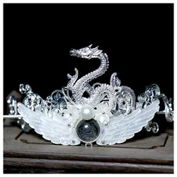 Chinese Hanfu Hair Crown Men Elegant Alloy Headdress with Dragon Decor for Men Han Cloth Matching Hair DIY Accessory