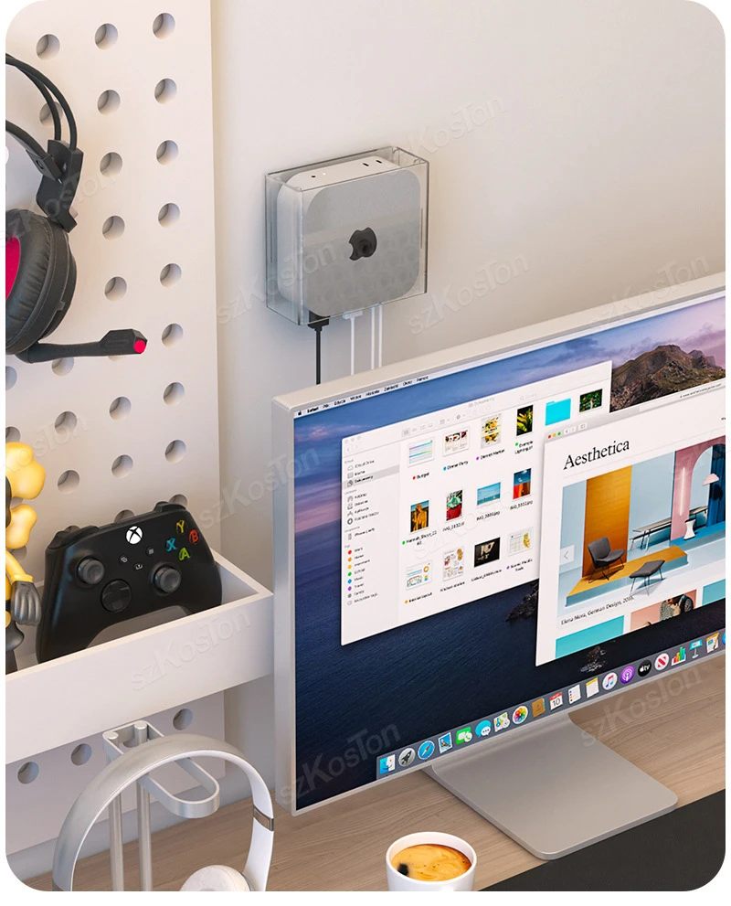 Para Apple Mac Mini M4/M4 Pro 2024 soporte de escritorio Vertical acrílico funda protectora de pared y soporte debajo del escritorio para Mac Mini M4 Pro PC