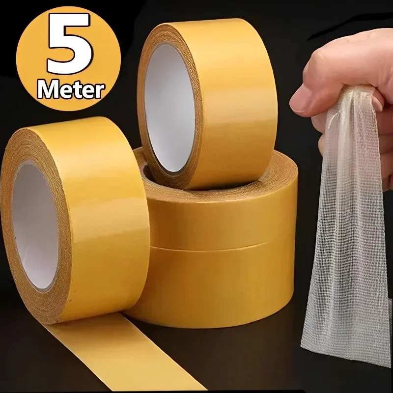 5M Double Sided Tape Super Sticky Adhesive Tapes Heat Resistant Universal Clear Tape with Fiberglass Mesh for Carpet Wall Fixing