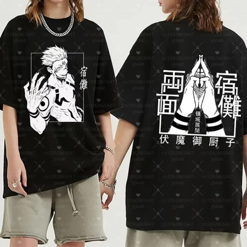 

2025 Summer﻿ women Anime Ryomen Sukuna Printed T-shirt Unisex Casual Loose Cool T-shirt Fashion Women'S Top women clothing