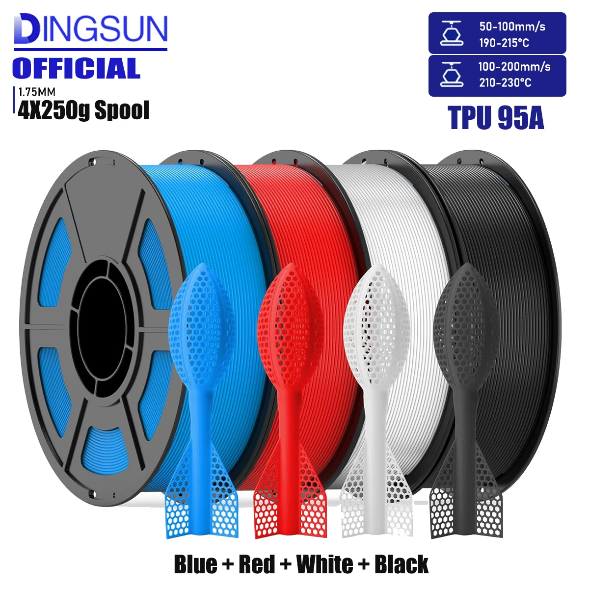 

TPU 1.75mm 95A high-speed flexible 3D printing filament, suitable for FDM 3D printers, with a dimensional accuracy of ±0.03mm