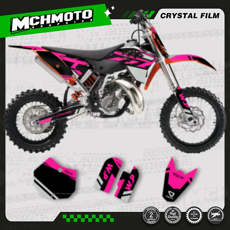 

MCHMFG Full Set Motorcycle Graphics Background Decal Stickers Kits For KTM 2009-2015 SX65 Number Name Custom