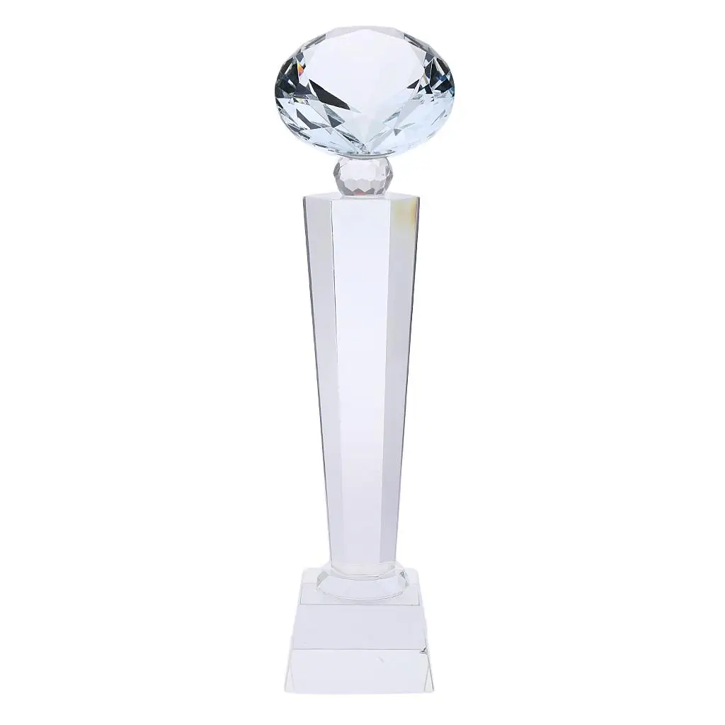 Stylish Crystal Trophy Cup 29cm Diamond Top Champion Reward for Sports Event and Winner Gift