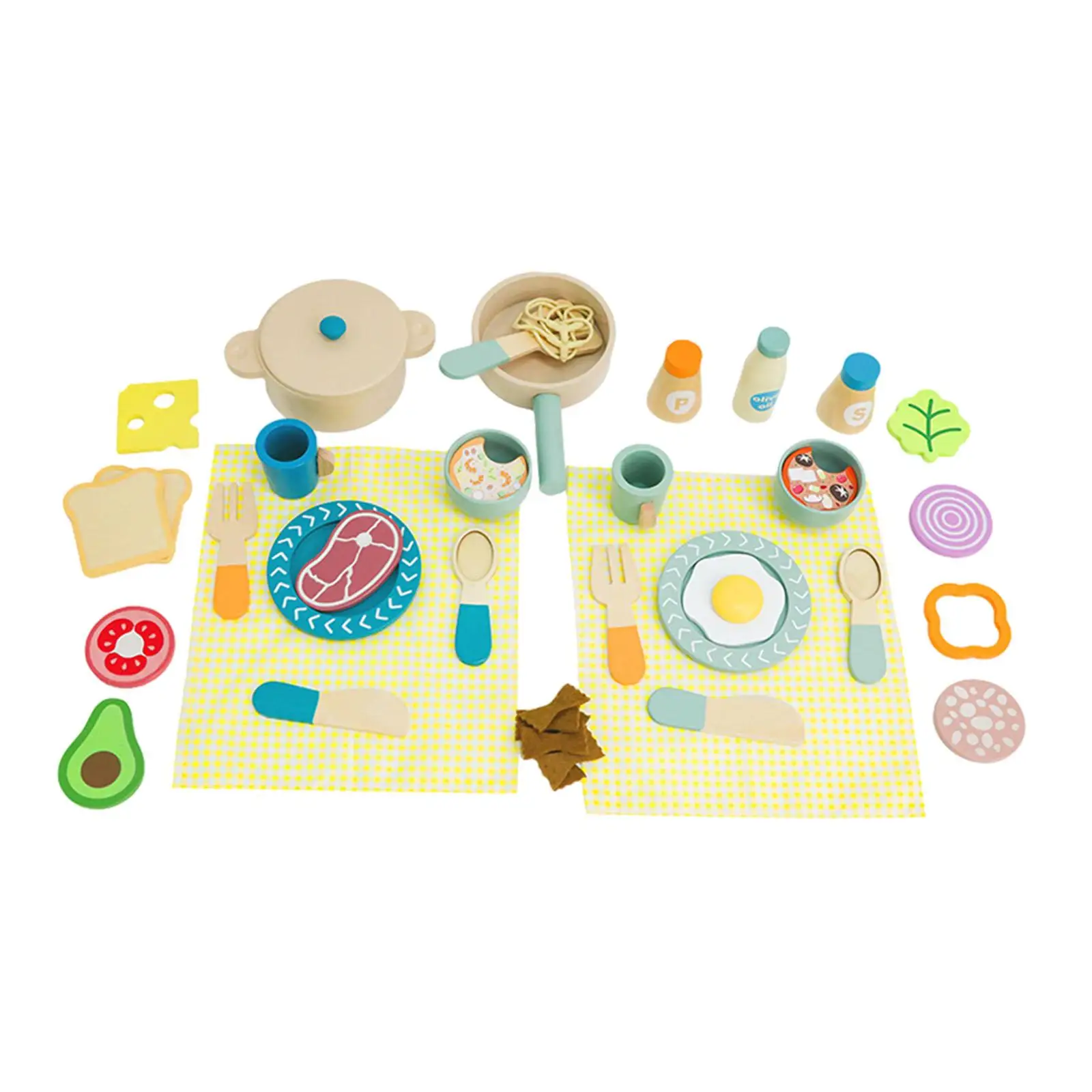 Accessoires de cuisine et ustensiles de jeu en bois pour tout-petits, 3 ans, 4 ans, 5 ans, 6 ans