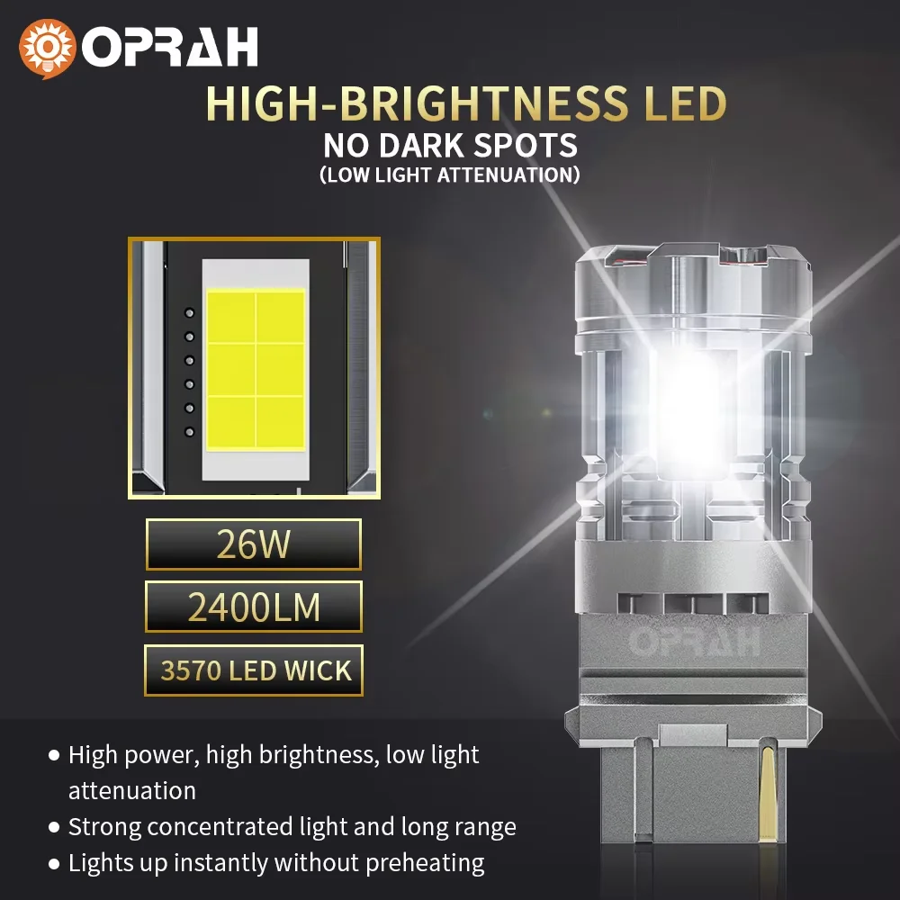 Oprah LED 전구 캔버스 1157 BAY15D T20 7443 7440 P21/5W 3570SMD, 선풍기 방향 지시등, 브레이크 후진등 포함, 1156 ba15s P21W, 2 개