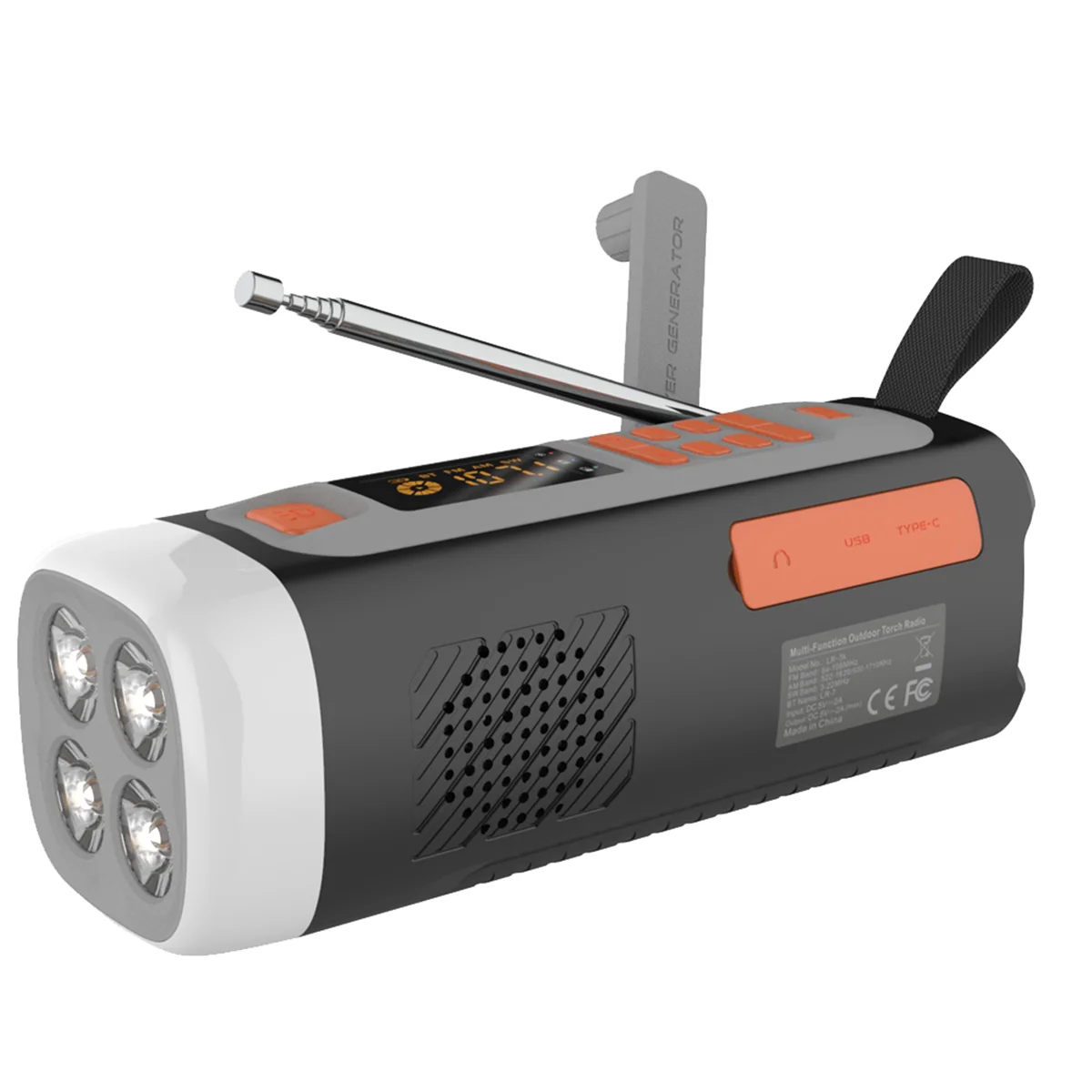 Solar Hand Crank Radio Multifunction Portable Emergency AM/FM Radio with Flashlight Solar SOS for Outdoor Camping