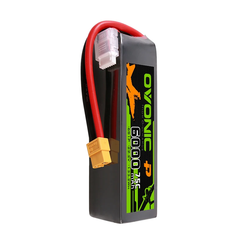 1Pcs OVONIC 6000mAh 75C 22.2V Lipo Battery For RC Helicopter Quadcopter FPV Racing Drone Parts 22.2V Battery With XT60/XT90 Plug