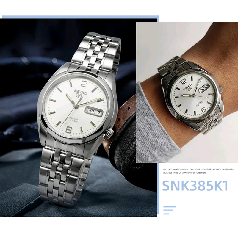 SEIKO 5 Men\'s new casual fashion luminous week calendar luxury stainless steel automatic movement mechanical watch