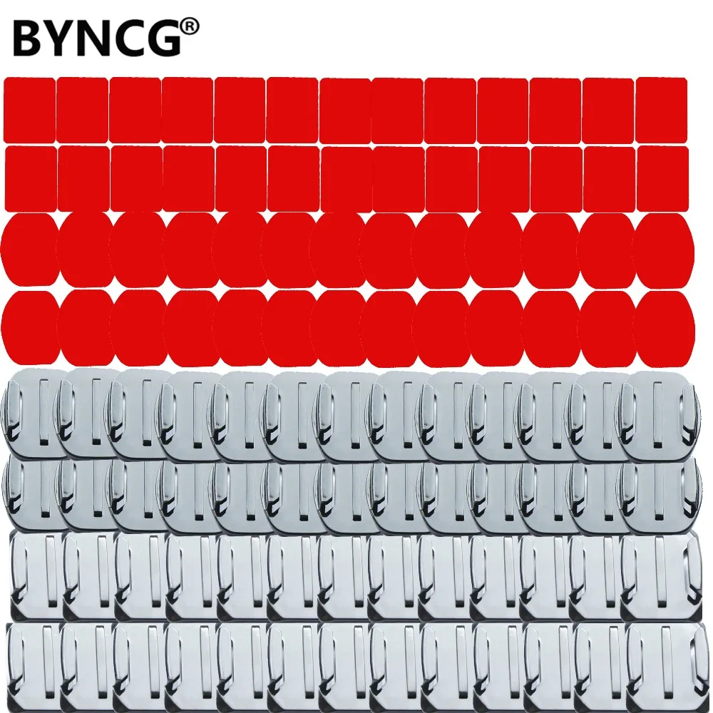 BYNCG for GoPro Hero11 10 9 Accessories Set 104pcs Flat and Curved Base Adhesive Mount 3M VHB Stickers Go Pro Session Xiao yi 4K