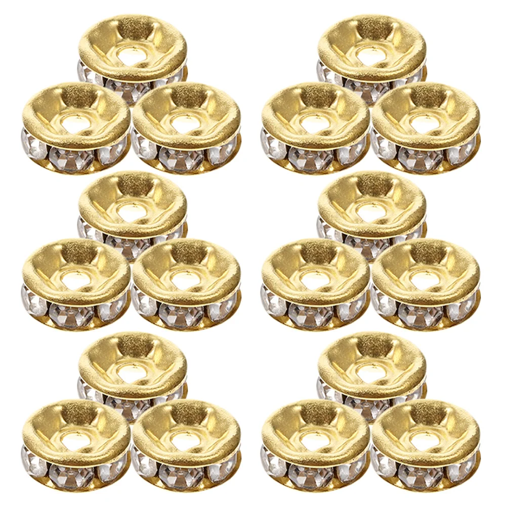 

200Pcs Rhinestone Spacer Beads DIY Jewelry Making Round Loop Charms Bead Spacers for Bracelets Necklaces Earrings Craft