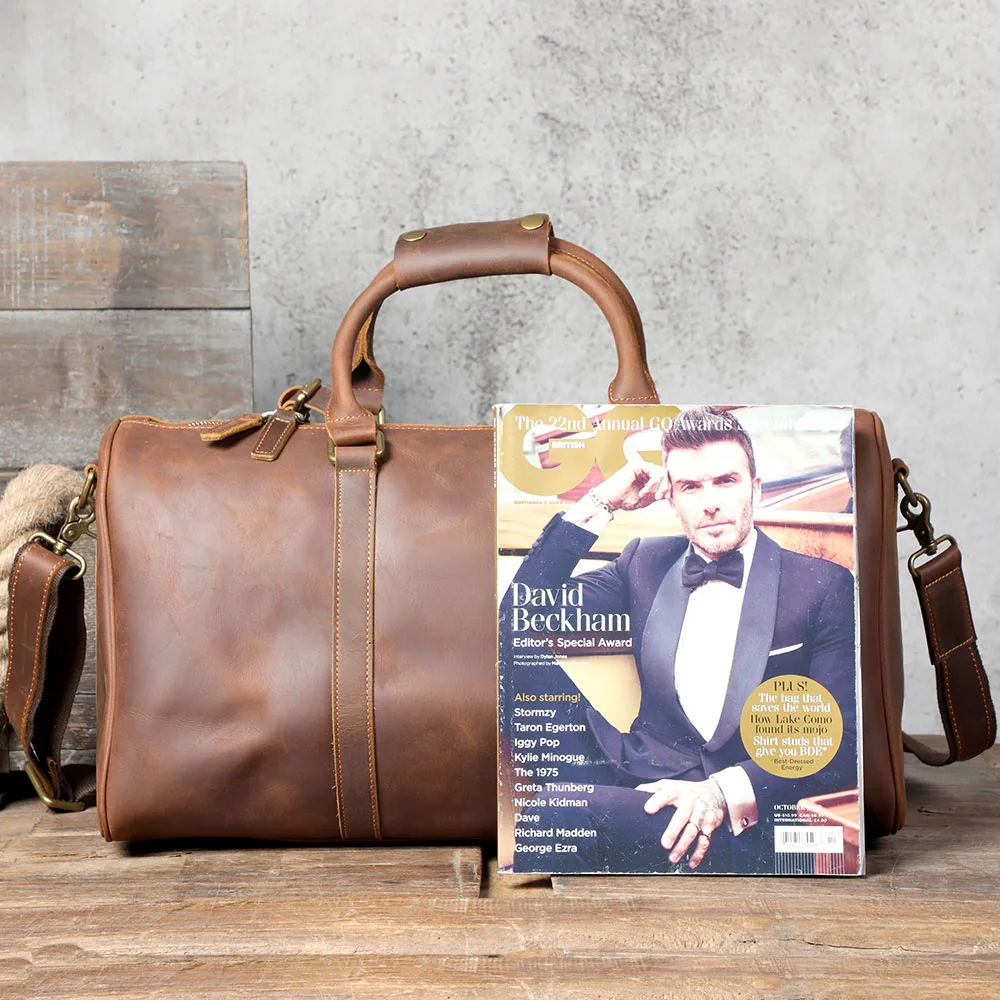 S.WORKER Vollnarbenleder-Reisetasche Große Kapazität Weekender-Reisetasche Echtleder-Sporttasche für Herren – Detail 22
