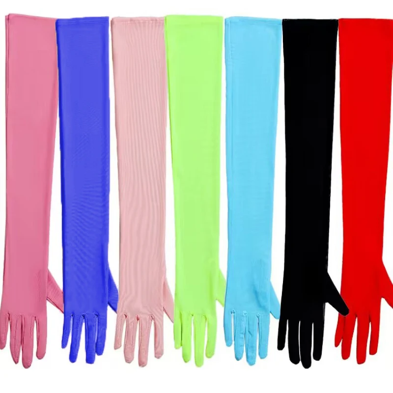Rękawiczki 60 cm, seksowne, cienkie, ażurowe, przezroczyste, długie, miękkie, oddychające, z siateczki, elastyczne, damskie, męskie, na występy, imprezy, cosplay