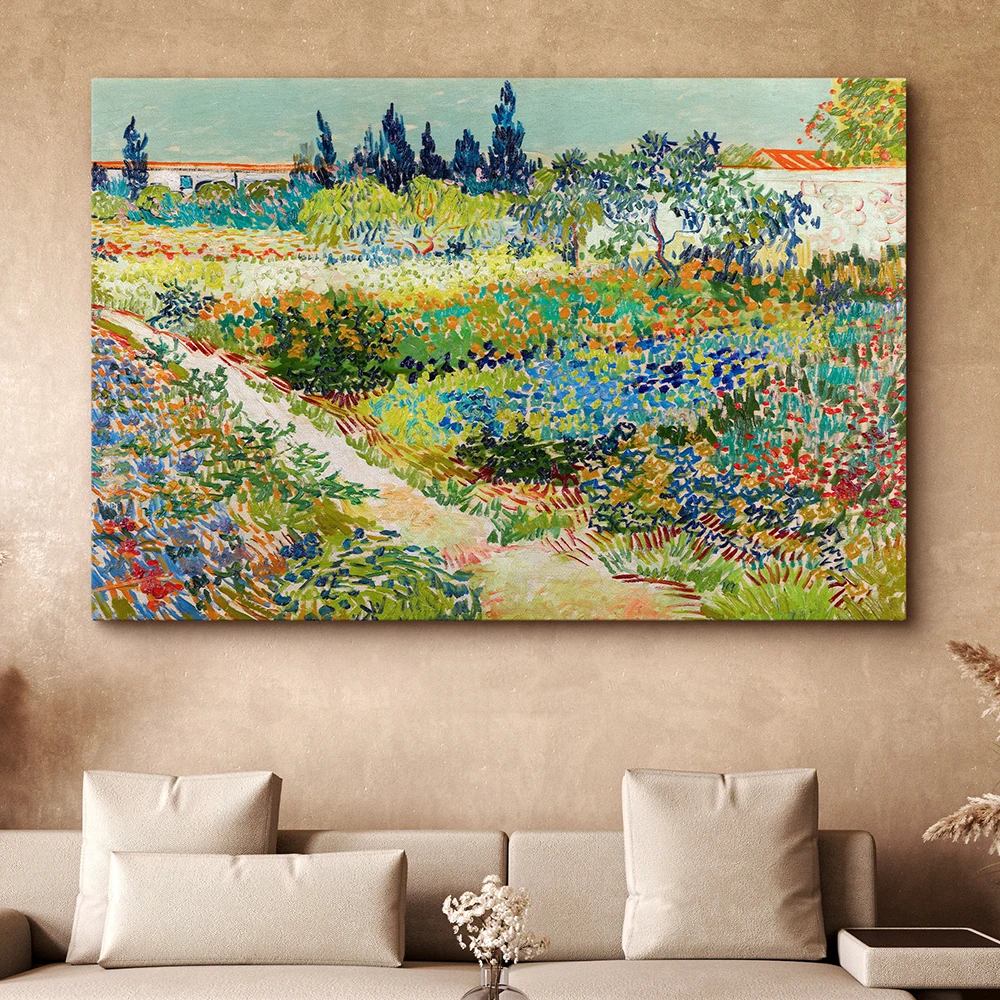 Vincent Van Gogh Exhibition Museum Poster Garden At Arles Landscape Prints Canvas Painting Retro Home Wall Bedroom Decor Picture