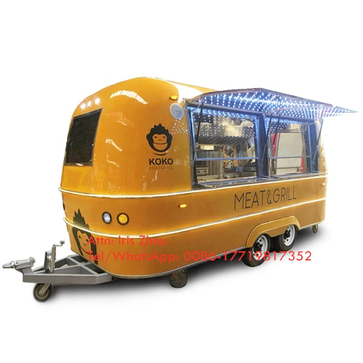 Airstream type color customized consession trailer vintage mobile catering food trailer, food truck for sale europe