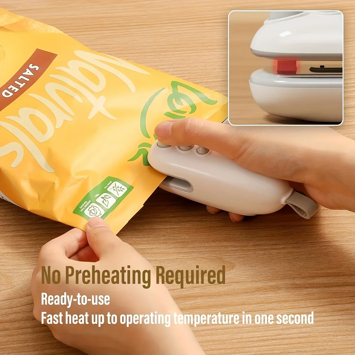 2-in-1 Mini Bag Sealer and Cutter, Portable Handheld Heat Sealer for Plastic Bags, USB Rechargeable Food Resealer with Magnetic Base for Chip Bags, Cookies, Pet Food Storage