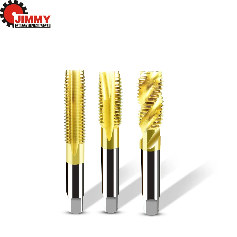 JIMMY HSS Steel CNC Mechanical Tap Titanium Coated Spiral Metric Thread Tap M2-M24 Machine Plug Tap Threading Tool Drill Bit