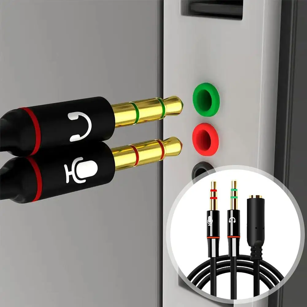 2 In 1 3.5mm Headphone Splitter Adapter (Microphone + Audio) Y Cable Splitter For Micphone Mixer Compatible For Phone Laptop