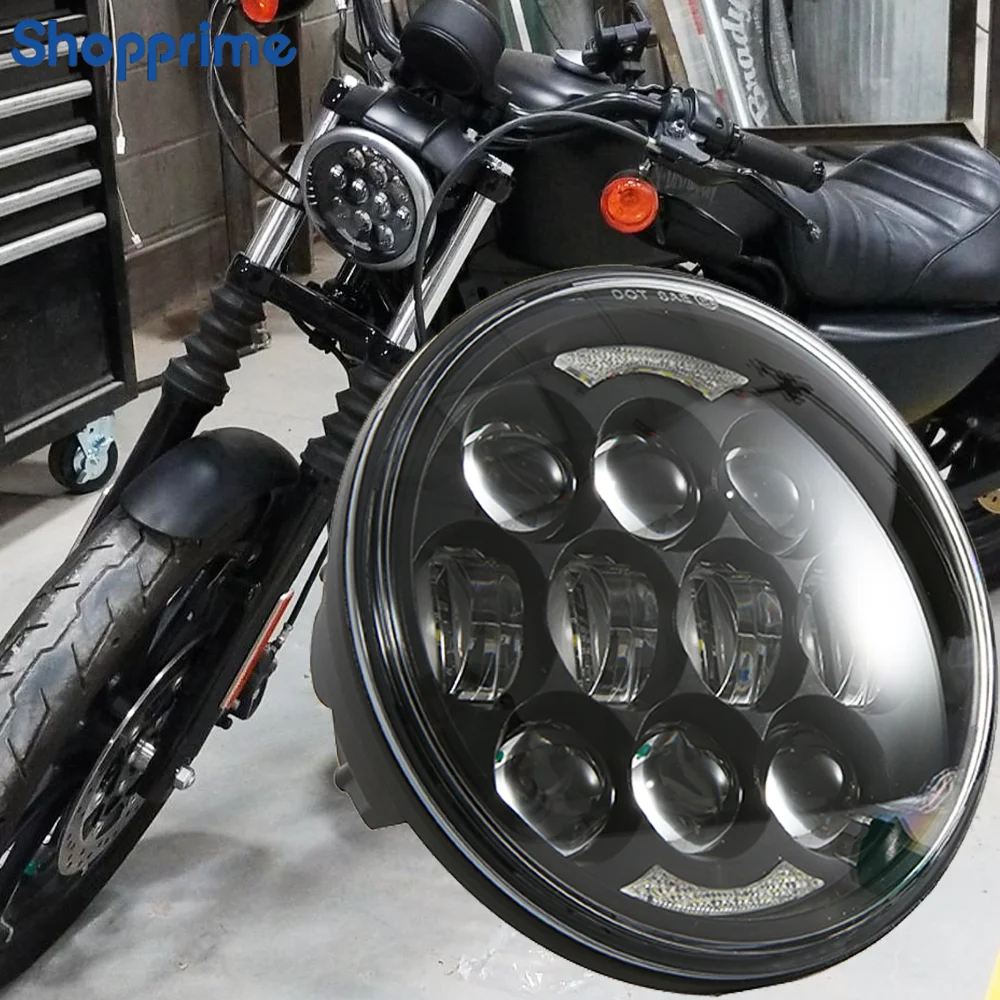 

Pop 5.75 Inch Motorcycle LED Headlight For Honda Shadow VT 600 700 750 1100 VTX 1300 1800 5 3/4" DRL Projector Motorbike Headlam