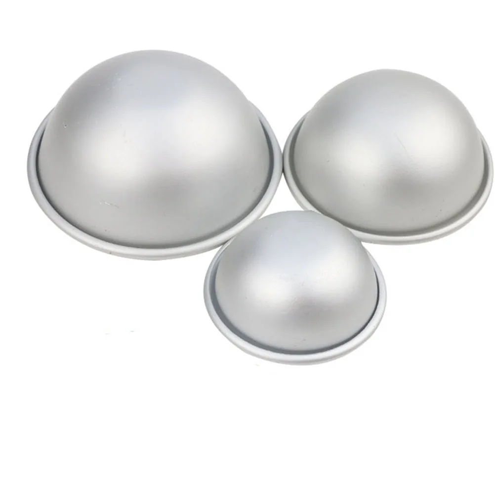 3 قطعة ثلاثية الأبعاد نصف كروية شكل قالب الغذاء الآمن سبائك الألومنيوم حمام الملح صانع سهلة التنظيف لتقوم بها بنفسك أداة الخبز لحرف كعكة البودنغ