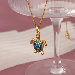 Drip Oil Bees Butterfly Cute Necklace For Women Gold Color Stainless Steel Turtle Charm Choker Christmas Jewelry Romantic Gifts