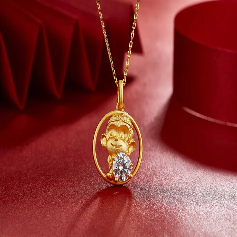 Twelve Chinese Zodiac Signs Moissanite Necklace Pendant Antique Gold Plated S925 Sterling Silver for Women Party Birthday  gift