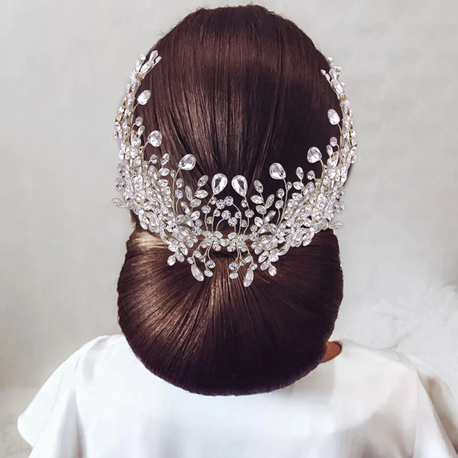 Pair For Wedding Hairbands With Rhinestone Silver Color Woman Hair Accessories With Hair Comb Bridal Head Jewelries Elegant