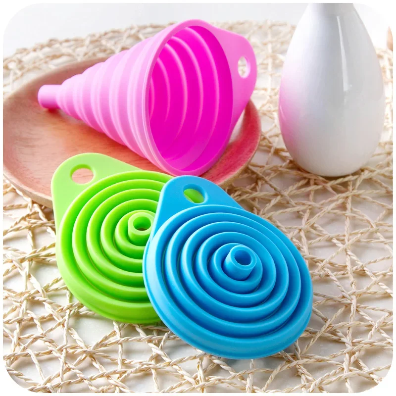 Food Grade Foldable Silicone Funnel Household Liquid Dispensing Mini Funnel Salt Sugar Sub-Tank Kitchen Tools DIY Supplies