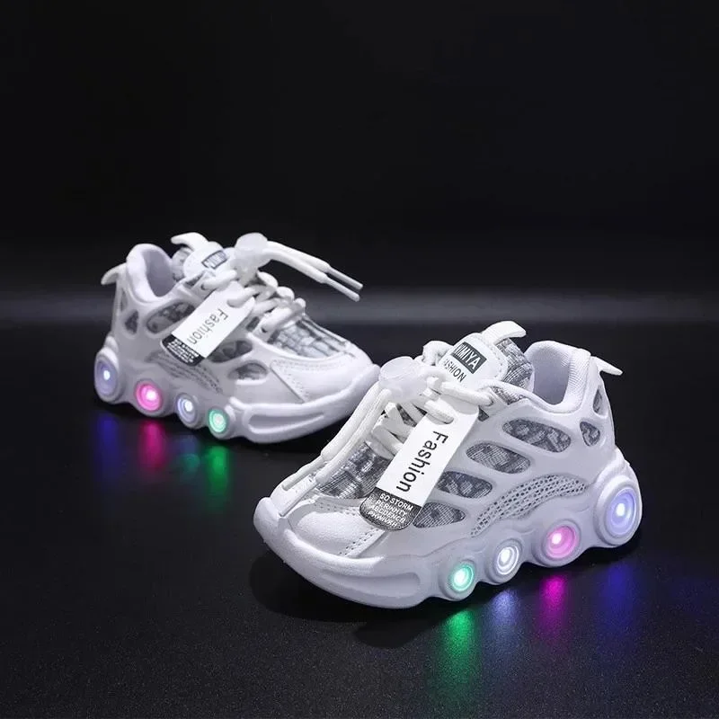 Kids Shoes Boys Sneakers Leather Waterproof Air Mesh Shoes White Children Sport Running Girls Sneaker Teen Brand School Trainers