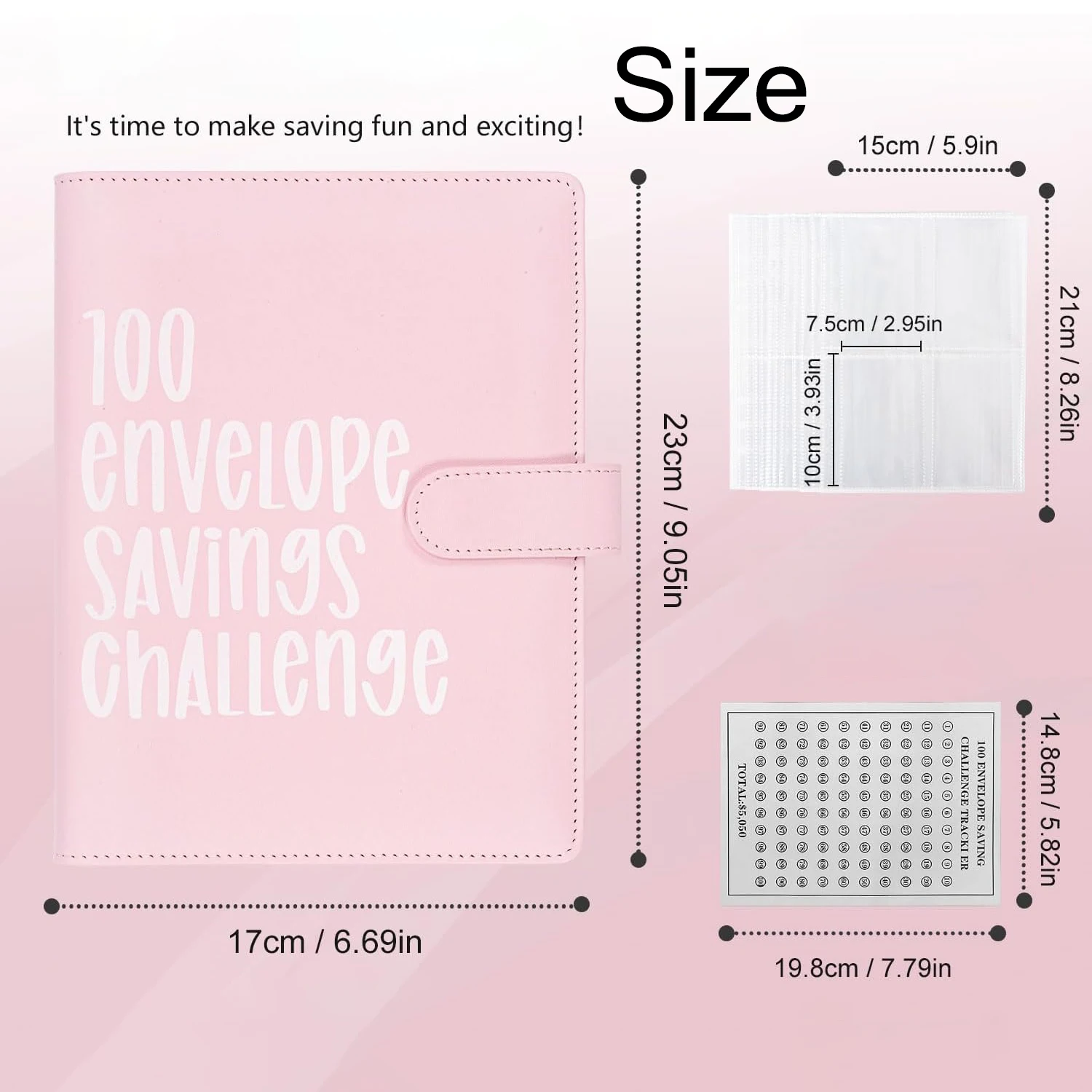 100 buste Money Saving Challenge Budget Binde per Budget Planner e risparmio di denaro-un modo facile e divertente per risparmiare $5,050