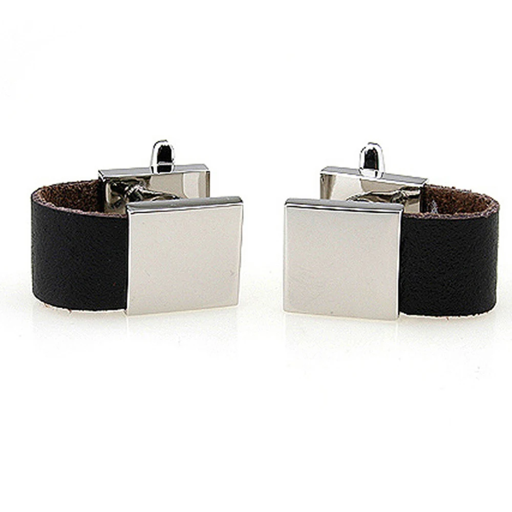 Black and Brown Leather cufflinks for man cuff link for wedding Fashion Men\'s cuff buttons