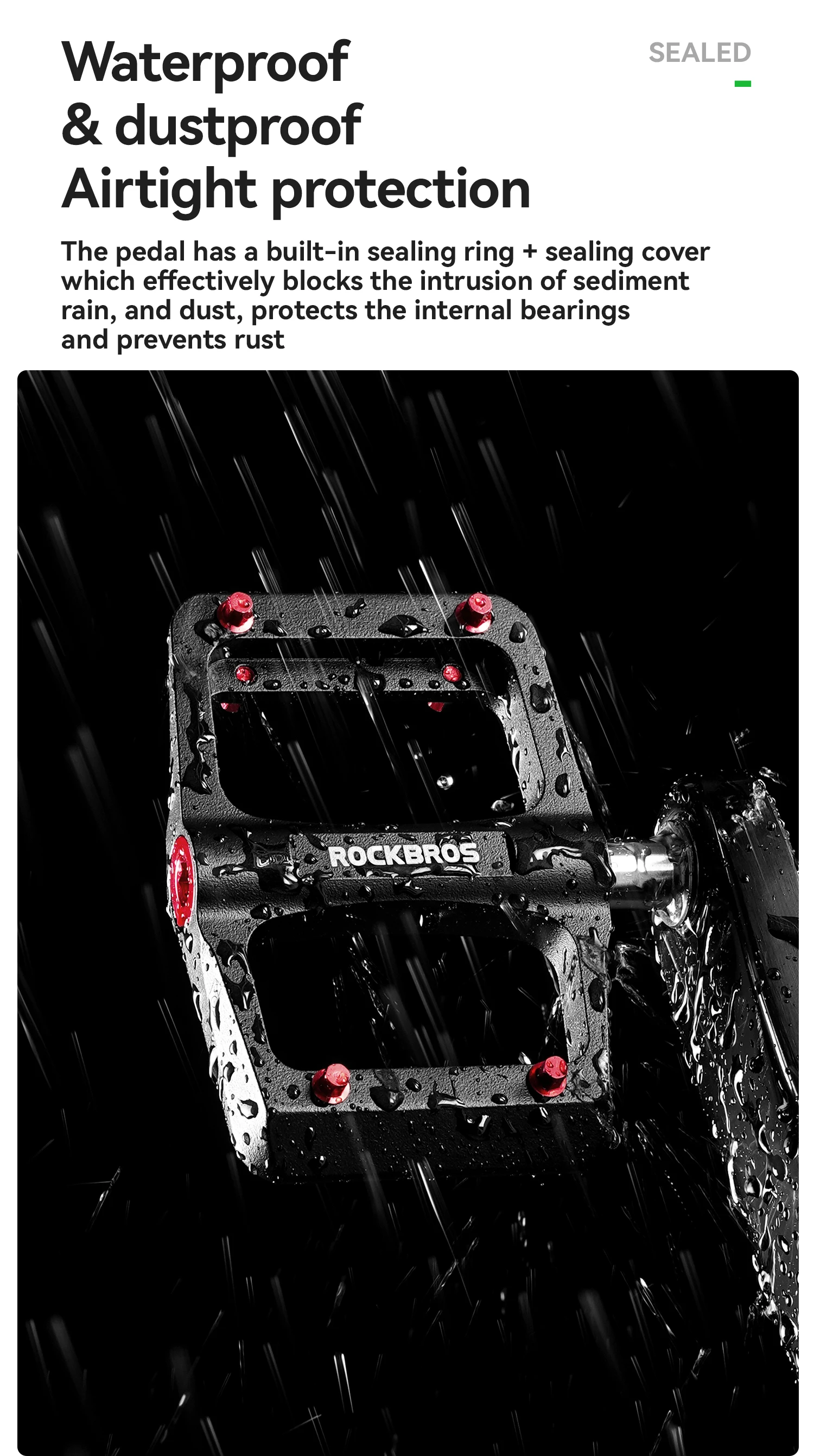 ROCKBROS Fahrradpedale Links/Rechts Leichtes Pedal 3 Lager Rennradpedal Verbreitertes Magnesiumlegierungs-Pedal Ultraleicht 171G – Detail 10
