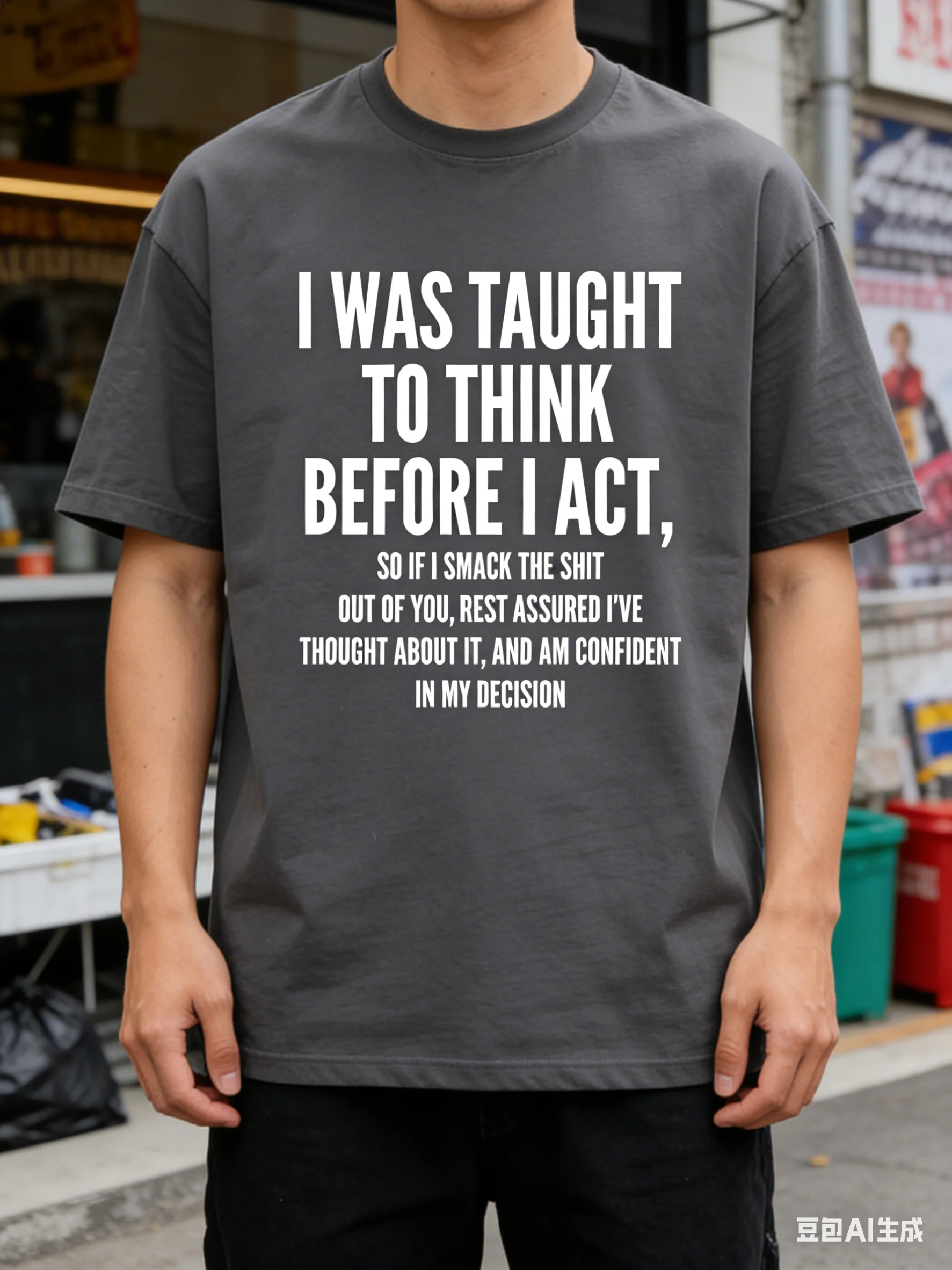 Interestingly, I Was Taught to Think First and Then Act Premium T-shirt - Funny Men`s Short Sleeve Printed T-shirt Series