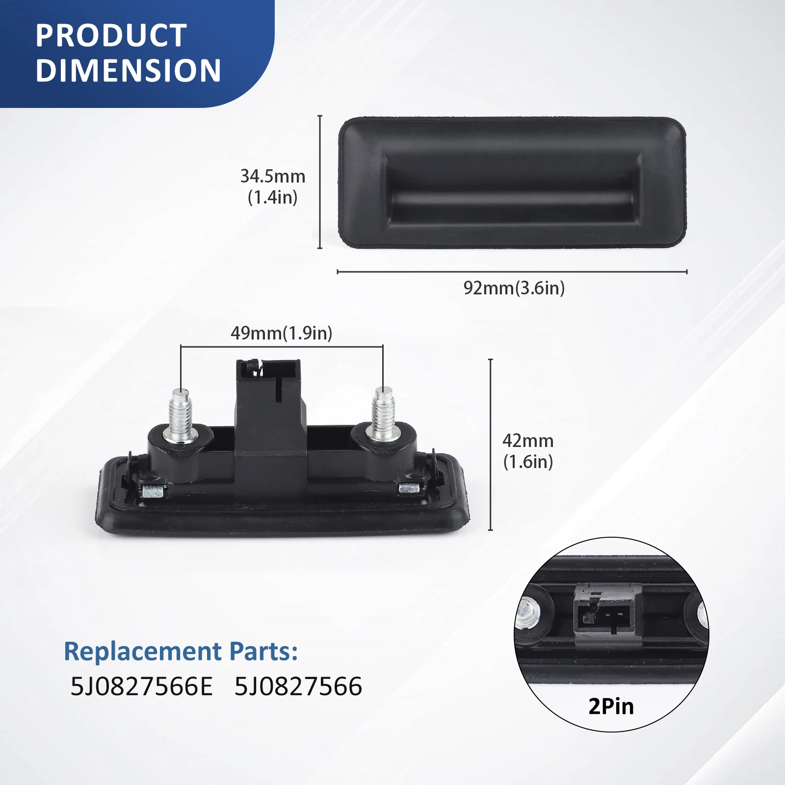 Poignée de verrouillage du couvercle du coffre arrière de voiture, interrupteur de hayon pour Audi A1 VW Golf V Skoda Superb Fabia Roomster Yeti 5J0827566E,5J0827566